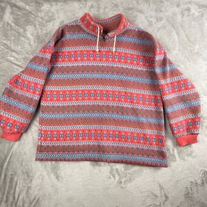 Vintage Southwestern Fleece Pullover Mens Large Aztec Quarter Zip Retro 90s